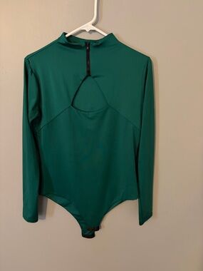 Emerald Green Long Sleeve Bodysuit with front key hole cutout